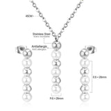 Stainless Steel Jewelry Sets For Women Girls Fake Pearl Earrings Necklace Wedding Dubai Indian Bridal Jewelry Set