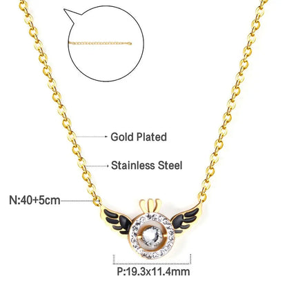 Black Wing With Black And White AAA Zirconia New Design Round Shape Pendant Necklace For Man Woman 2022 asonjewelry