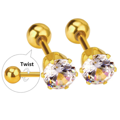 3-5mm Ball screw stud earrings For Women Fashion Jewelry Kids Crystal piercing Earings Earring pendientes brincos asonjewelry