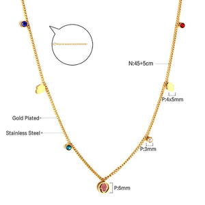 ASON Vintage redondo Cubic Zirconia Palma accesorios colgante collar Color oro acero inoxidable para mujeres joyería gargantillas