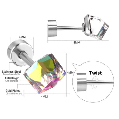 Stainless Steel Screw Kids Stud Earrings For Women Fashion Jewelry christmas Crystal Earings pendientes brincos asonjewelry