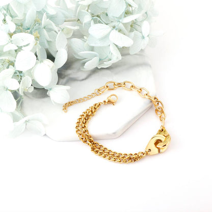 ASON Gold Color Stainless Steel 17+3 cm Cuff Shape Bracelets For Women Layer Chains Daily Wear Jewelry Accessory Patry Gift asonjewelry