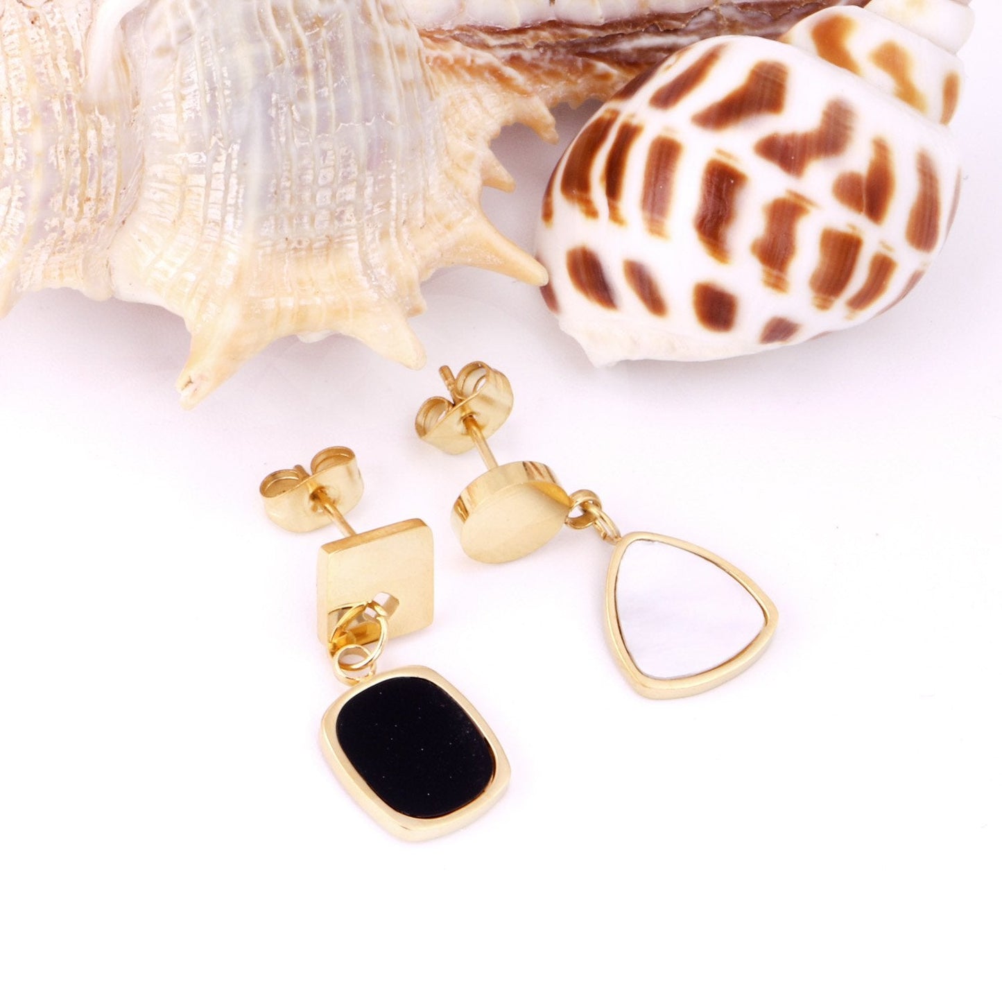 ASON Jewelry Statement Drop Earrings Dangle Wedding Shell Long Earrings for Women Stainless Steel Female Earring set asonjewelry