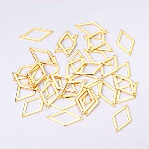 ASON 100 Pcs/Lot Rhombus Hollow Out Charms Extend Connector Charm With Holes Pendant Stainless Steel For Jewelry Making Supplies