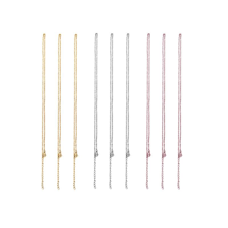 ASON-Lote de collar de acero inoxidable de 45 + 5cm con colgante de cruz, cadena de extensión de cinturón en forma de O para mujer, fabricación de joyería Diy