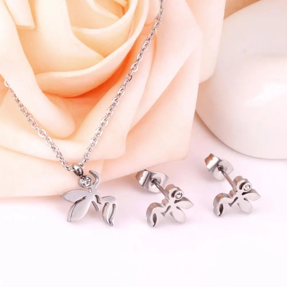 Fashion Jewelry Sets Stainless Steel  Pendant Necklace Earrings Sets For Women Accessories Jewelry asonjewelry