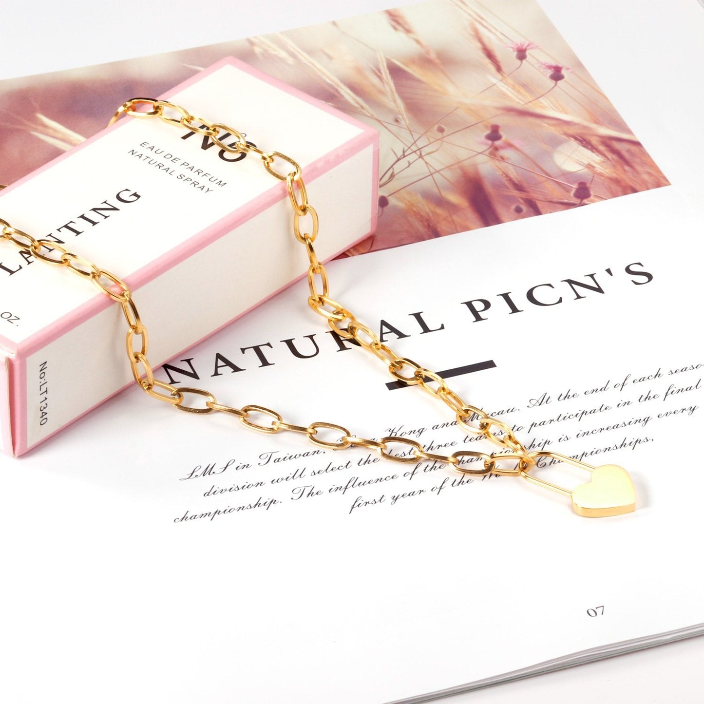 ASON Lock of Heart Pendant Necklace Stainless Steel Big Chain Necklace for Women Men Lover's Fashion Jewelry Accessories asonjewelry