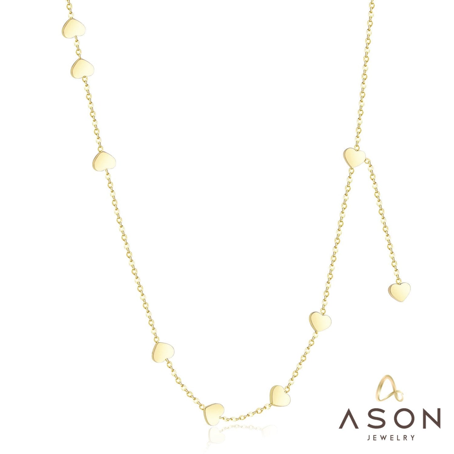 ASON Gold Love Heart Pendant Girl Necklace Stainless Steel 45cm+5cm Extender Chains Necklaces Collares Wedding Accessories asonjewelry