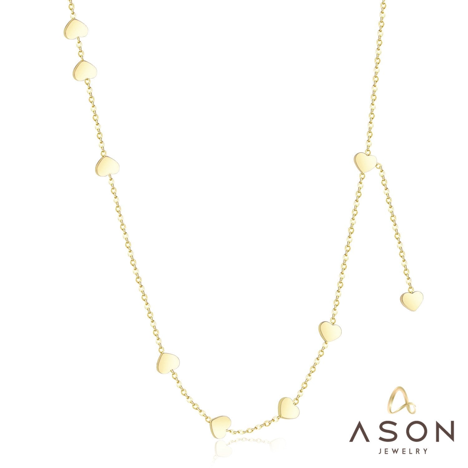 ASON Gold Love Heart Pendant Girl Necklace Stainless Steel 45cm+5cm Extender Chains Necklaces Collares Wedding Accessories asonjewelry