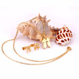 Stainless Steel Dubai Wedding Jewelry Sets KISS Crystal Cute Boy Girl Necklace Earrings Jewellery Sets Gold Color