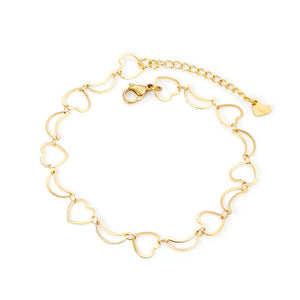 Fashion Moon And Heart Shape Adjustable Anklet Bracelet For Women Gold Color Summer Beach Chain Jewelry Accessorie