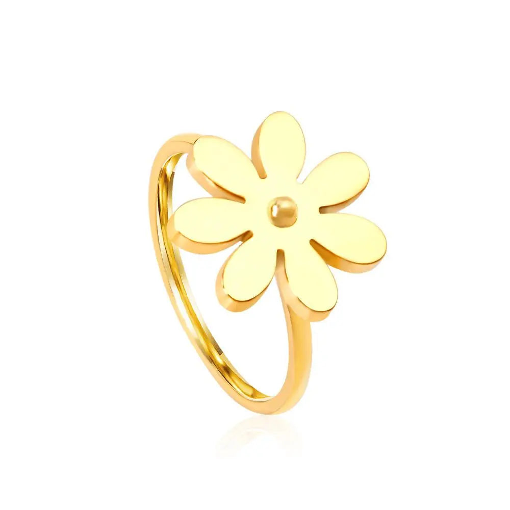New Gold Rings For Women Bohemian Flower Rings Elegant Ladies Trendy Jewelry Cute Romantic Vacation Accessory asonjewelry