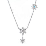 Snowflake Collier Tassel Long Necklace With Zirconia Luxury Fine Gifts For Woman Steel Color Pendant Necklace 2022