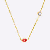 New Red/Pink Color Lips Stainless Steel Pendant Necklace For Girls Fashion Chain Necklace Jewellry bijoux femme