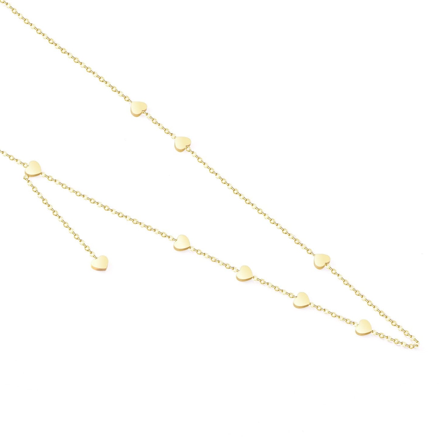 ASON Gold Love Heart Pendant Girl Necklace Stainless Steel 45cm+5cm Extender Chains Necklaces Collares Wedding Accessories asonjewelry