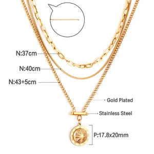 Stainless Stell Layer Chains Necklace Hiphop Jewelry Gold Color Star Pendants New Arrivals Link Chains Jewelry Party