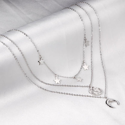 ASON Moon and Star Pendant Multi-layer Necklace 316L Stainless Steel Fashion Chains for Women Party Gift Jewelry Accessory asonjewelry