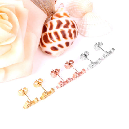 ASON 3pairs Letter LOVE Mixed Color Piercing Stud Earring Sets Stainless Steel Wholesale Fashion Jewelry For Women Party asonjewelry