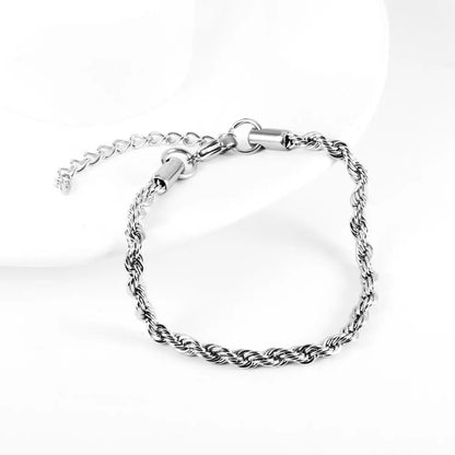 Twist Bracelets 2/3/4/5mm Woman Boho Rolo Chain Bracelets Waterproof Stainless Steel Vintage Hand Jewelry pulseras asonjewelry