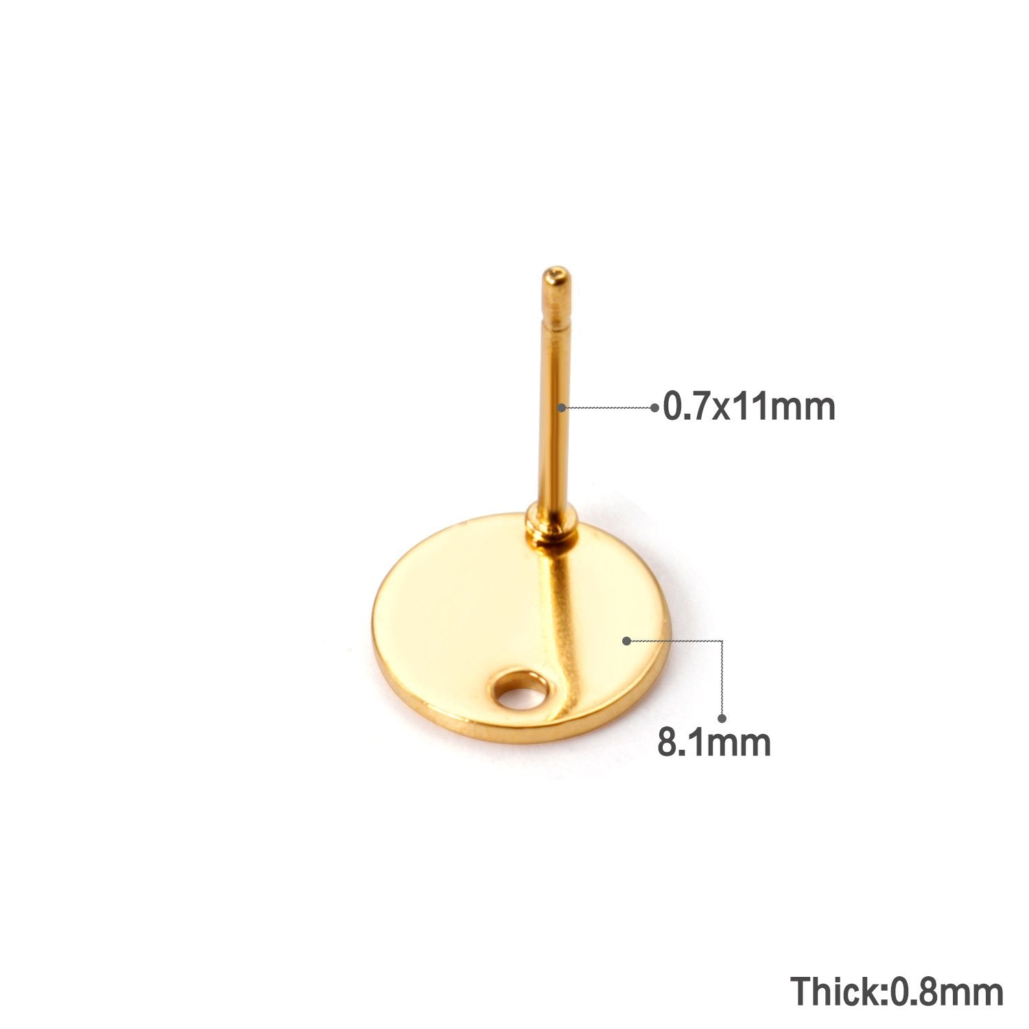 ASON 100 Pcs/Lots Small Ear Studs Round Shape With Holes Stainless Steel Base Setting Connector For DIY Jewelry Making Supplies asonjewelry