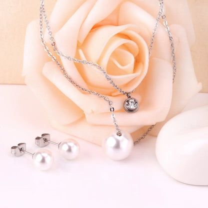 Fake Pearl Crystal Jewellery Set Necklace Earrings Wedding Bridal Dubai Indian Women Jewelry Sets For Women Girls asonjewelry