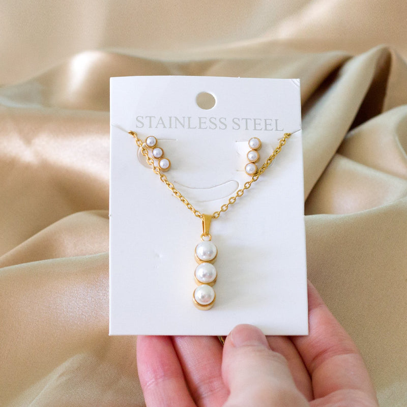 Collar con colgante de cristal y perlas de imitación blancas para mujer, pendientes de tuerca, conjuntos de joyería de boda, bisutería para mujer