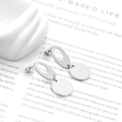 ASON Classic Gold Color Round Pendant Drop Earring Stainless Steel Dangle Earring for Women Gift Accessories Jewelry asonjewelry