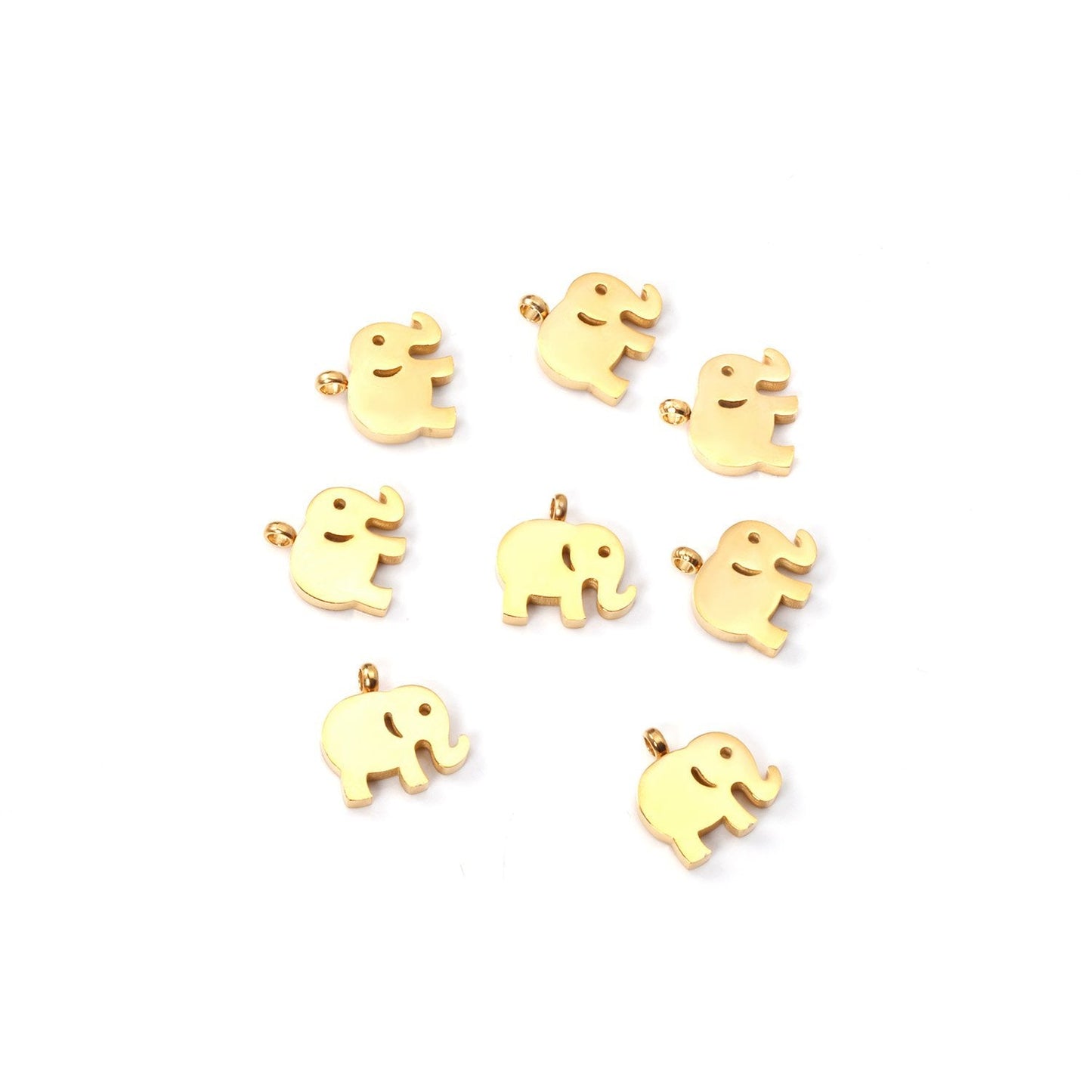 ASON 10pcs/Lot 12.5x9.5mm Gold Pendant Charms Stainless Steel Elephant For Necklace Bracelets DIY Jewelry Accessories Supplies asonjewelry