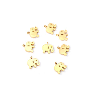 ASON 10pcs/Lot 12.5x9.5mm Gold Pendant Charms Stainless Steel Elephant For Necklace Bracelets DIY Jewelry Accessories Supplies