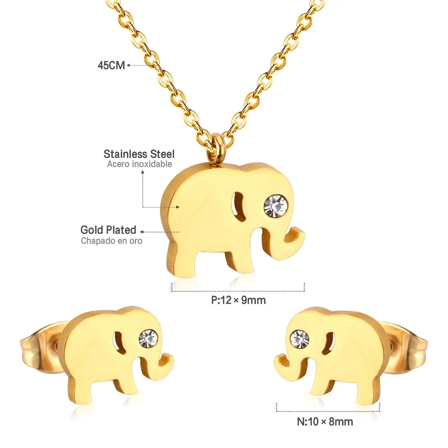 Cubic Zirconia Jewerly Sets animal elephant Pendant Necklace Earrring Sets For Women Collar Whosaele party asonjewelry