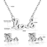 Lover's Stainless Steel Gold Jewelry Sets Letter Wedding Necklaces Earring Dubai Jewellery Set For Women Girls