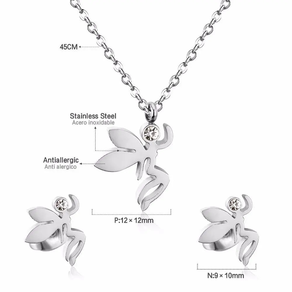 Fashion Jewelry Sets Stainless Steel  Pendant Necklace Earrings Sets For Women Accessories Jewelry asonjewelry