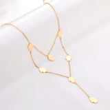 Hamsa Hand Charms Double Layer V Neck Pendant Necklace For Woman Stainless Steel Collier New 2022 Boho Fashion