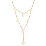 Hamsa Hand Charms Double Layer V Neck Pendant Necklace For Woman Stainless Steel Collier New 2022 Boho Fashion