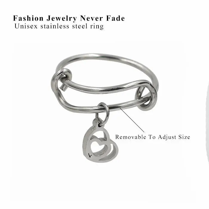 New Classic Heart Shape Adjustable Stainless Steel Trendy Ring For Female Party Jewelry Accessories bijoux femme asonjewelry
