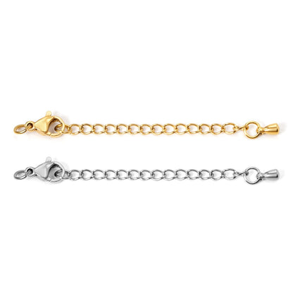 ASON 10pcs/lots Extension Tail Chain 5mm Lobster Clasps Connector Stainless Steel For Bracelet Necklace DIY Jewelry Accessory asonjewelry