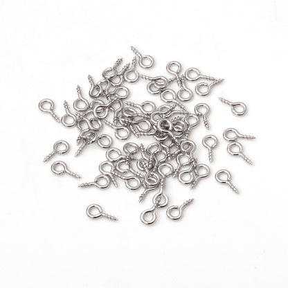ASON 100pcs/Lot Stainless Steel Small Screw Eye Pin Mini Eyelets Threaded Hook for DIY Jewelry Making Beads Pendant Supplies asonjewelry