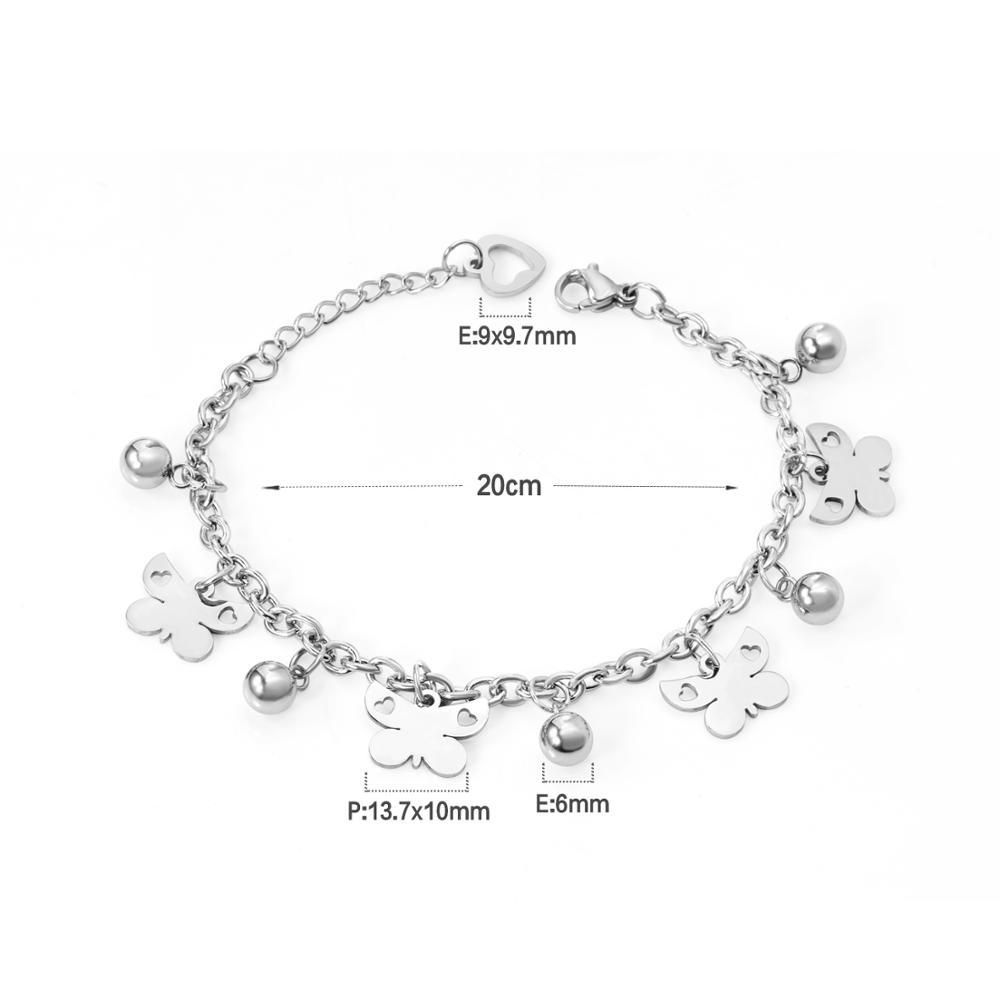 ASON Butterfly Trendy Bracelet With Steel Ball Charm Accessories Silver Color Stainless Steel For Women Jewelry Party Gift asonjewelry