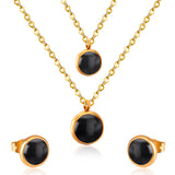 Fashion Elegant Luxury Double Chain Stainless Steel Necklaces Earrings Sets For Ladies Wedding Jewellry pendientes