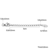ASON 10pcs/lots Chain Connector With Lobster Clasp and Tag Extender Stainless Steel For Bracelet Necklace DIY Jewelry Accessory
