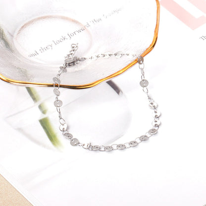 ASON Round Disc Charm Chain Bracelet Women Adjustable Bangle Gold Color Stainless Steel Fashion Jewelry Party Gift Office asonjewelry