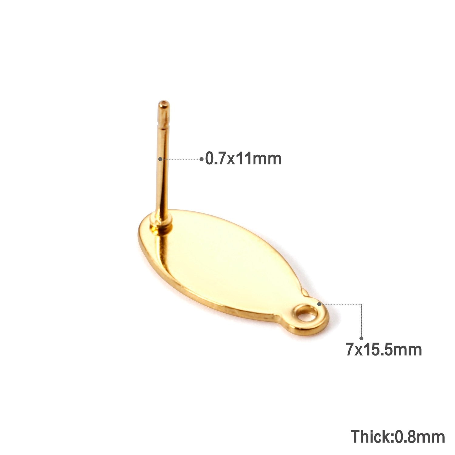 ASON 100 Pcs/Lots Oval Earring Accessories Stainless Steel Anti-allergy Base Setting Connector For DIY Jewelry Making Supplies asonjewelry