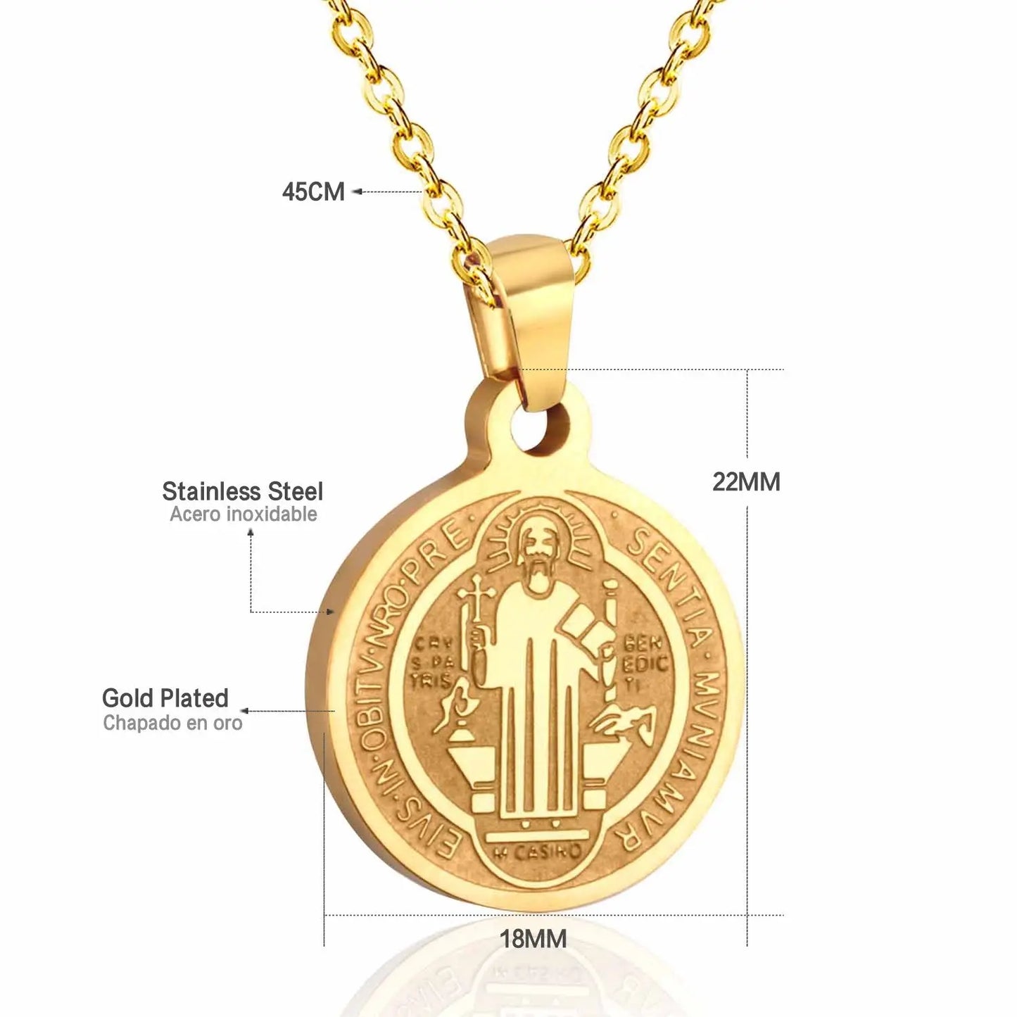 Religion Pendant Necklace Christmas Gift Gold/Steel Color Collares Women/Men Jewelry Link Chain Choker Necklaces asonjewelry