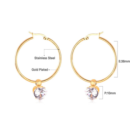 ASON Round Ear Hoop Earring With Cubic Zirconia Classic Style 2022 Stainless Steel Circle Earring Fashion Jewelry Party asonjewelry