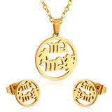 Stainless Steel MAMA Pendant Necklace Earrings For Women Fashion Jewelry Sets For Mother's Day Gift Dubai African