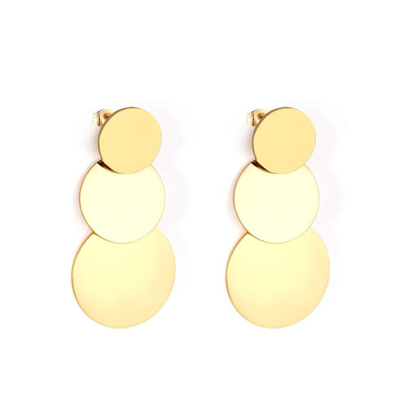 Joyería coreana capas redondas Color oro gota y colgante Pendientes de acero inoxidable para mujeres 2020 Pendientes arete