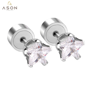 ASON tamaño 3mm a 5mm Color plata pendientes de estrella de acero inoxidable pendientes de moda para niños/niñas Bijoux fiesta al por mayor 
