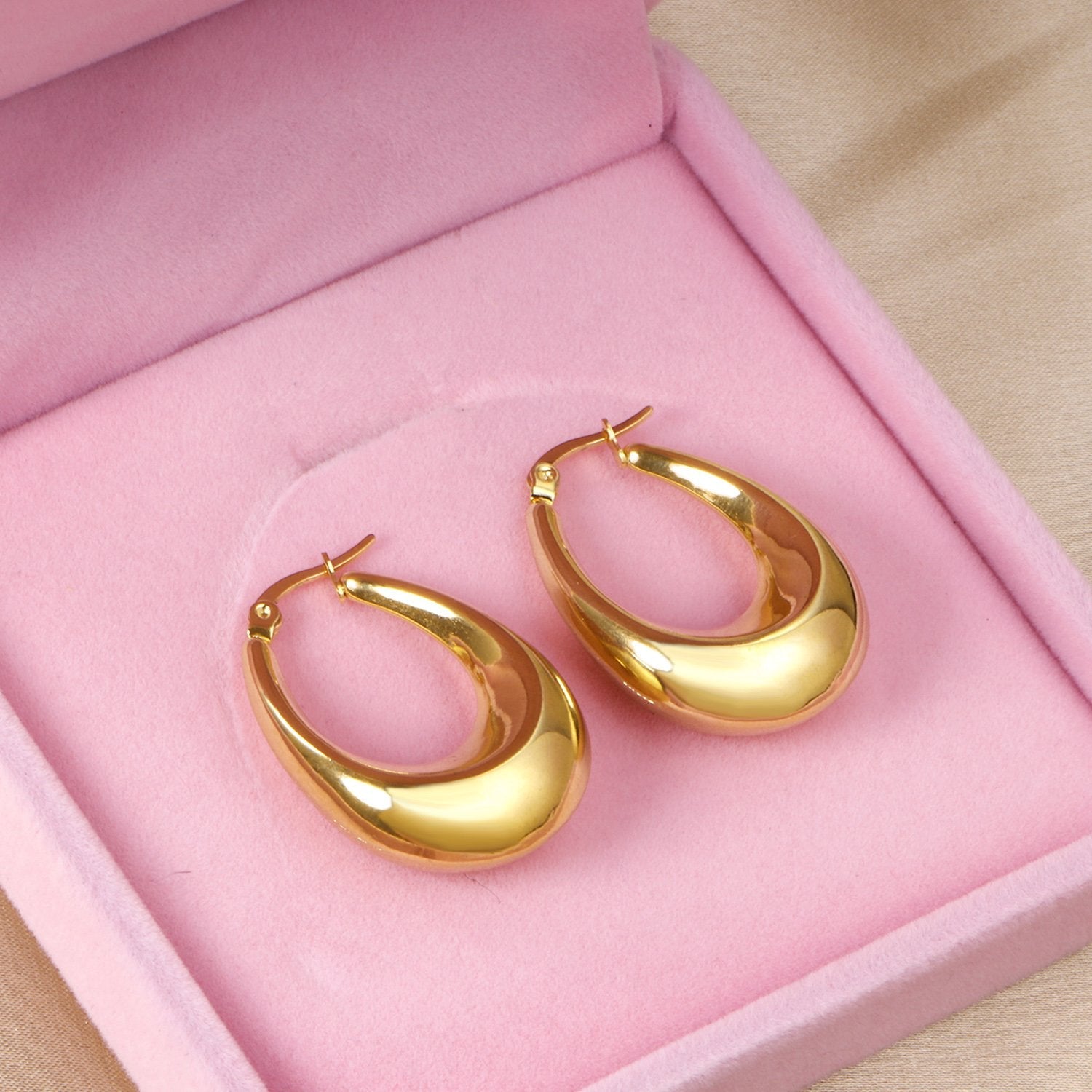 ASON Korean Style Smooth Big Circle Hoops Earrings Gold Color Stainless Steel for Women Girl Fashion Jewelry Piercing Boho asonjewelry