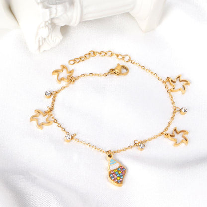 ASON Trendy Conch and Star Charm Bracelet Stainless Steel Bangle 17+3cm Fashion Jewelry for Women Party Gift Accessories asonjewelry