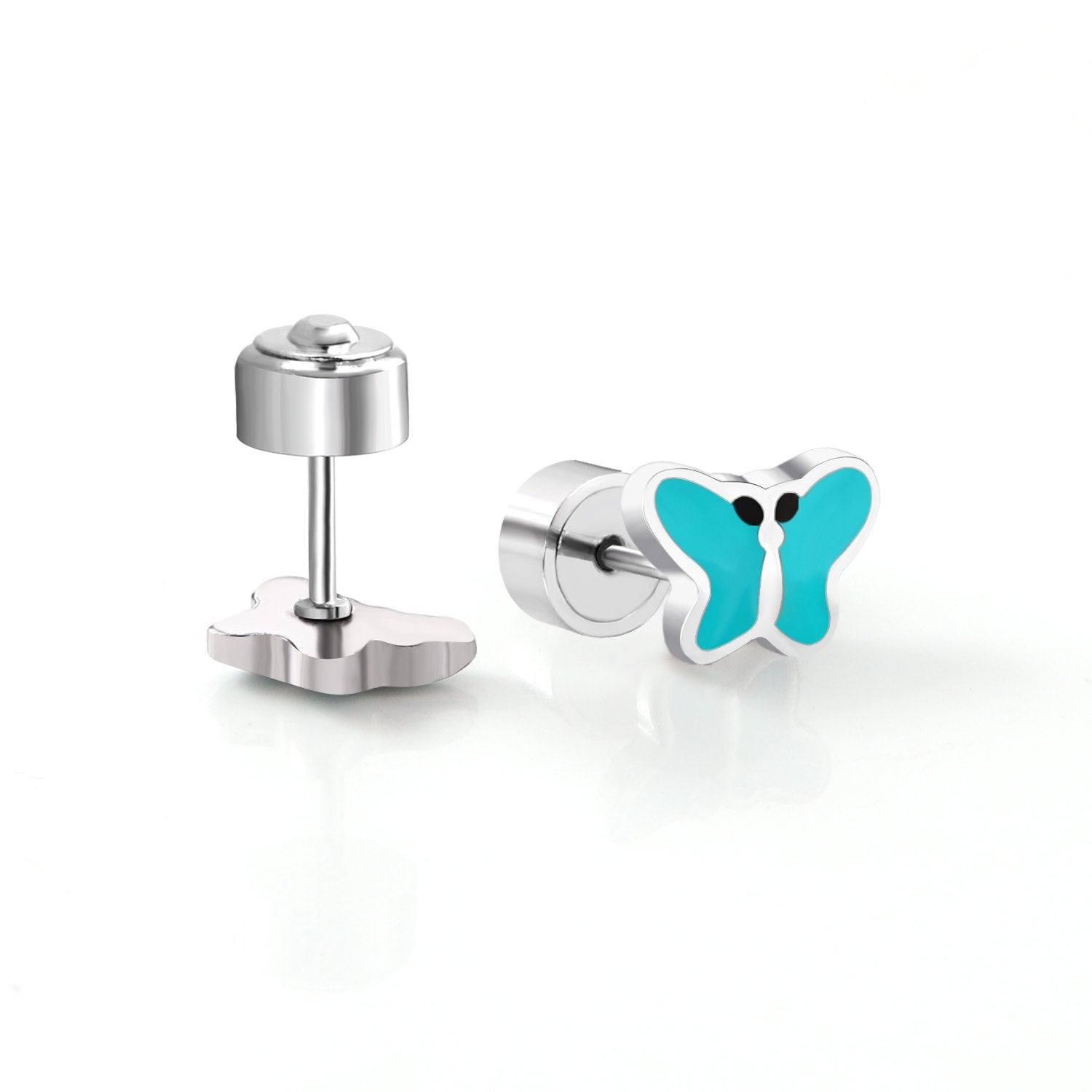 ASON 316L Stainless Steel Silver Color Lovely Butterfly Press Stud Earrings for Women/Girl/Kids Party Gift Fashion Jewelry asonjewelry